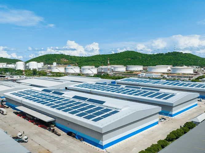 Rooftop solar panels in Gurgaon Solar panels on factory and warehouse roofs